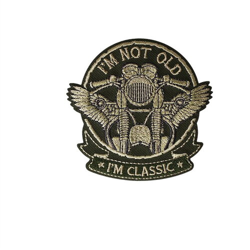 Ecusson thermocollant i'm not old i'm classic 6,9cm x 6,9cm kaki
