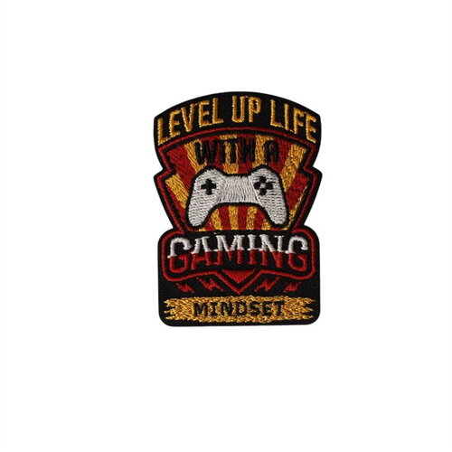 Ecusson thermocollant gaming 4,5cm x 6cm level up life