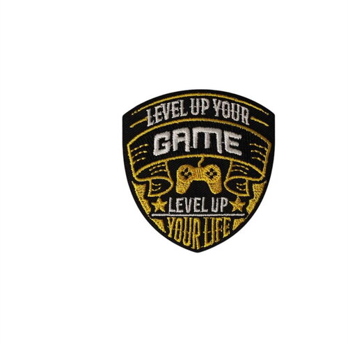 Ecusson thermocollant gaming 5cm x 5,5cm level up your game