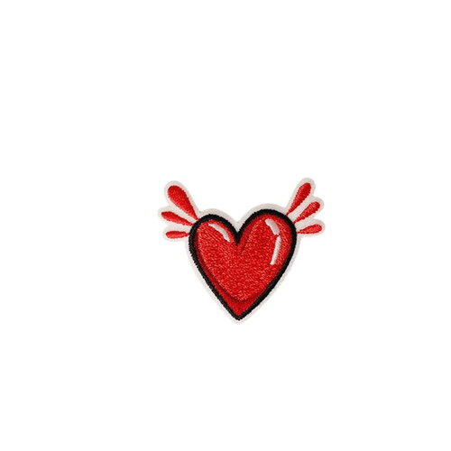 Ecusson thermocollant coeur 4,5cm x 4cm rouge