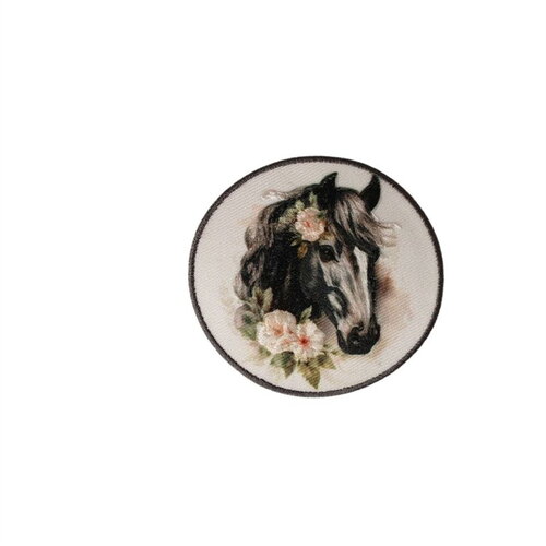 Ecusson thermocollant tête de cheval 5,7cm x 5,4cm noir