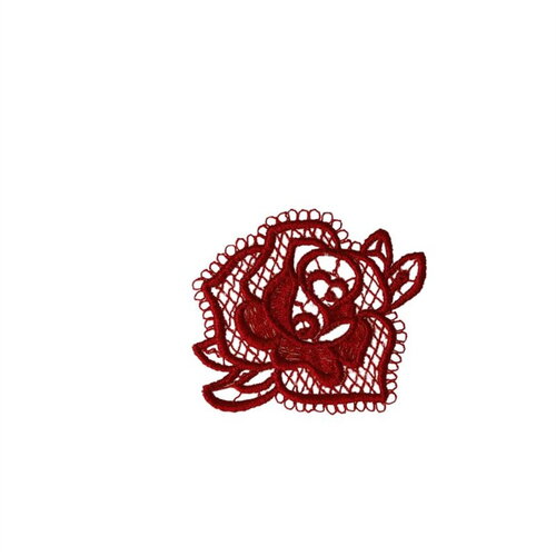 Ecusson thermocollant en dentelle 3,5cm x 3,5cm rose bordeaux