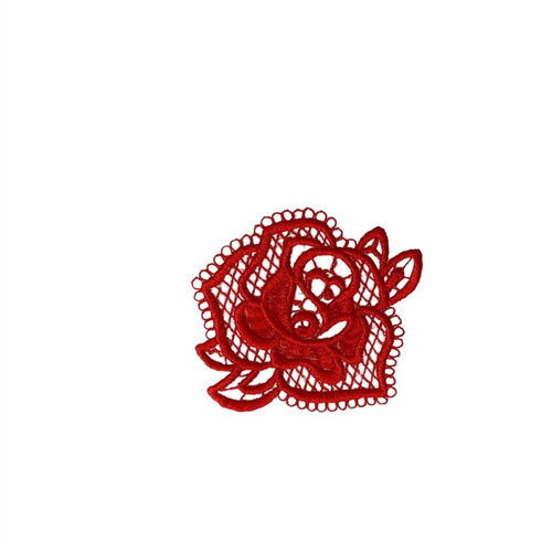 Ecusson thermocollant en dentelle 3,5cm x 3,5cm rose rouge
