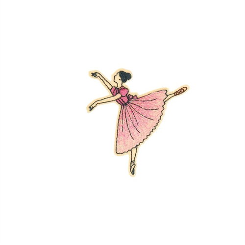 Ecusson thermocollant ballet 5,2cm x 5,8cm danseuse robe rose