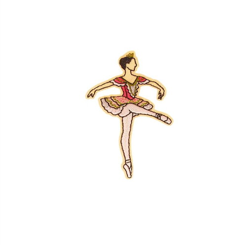 Ecusson thermocollant ballet 4,2cm x 6,1cm danseuse robe rose