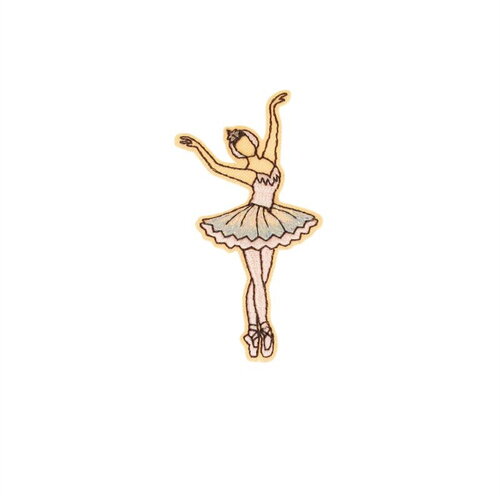 Ecusson thermocollant ballet 3,5cm x 6,6cm danseuse robe bleue