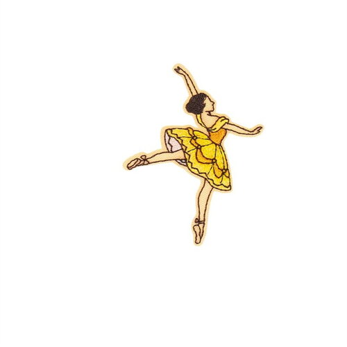 Ecusson thermocollant ballet 4,8cm x 6,3cm danseuse robe jaune