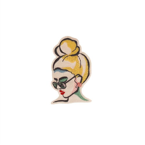Ecusson thermocollant portrait de femmes 3,6cm x 5,6cm chignon