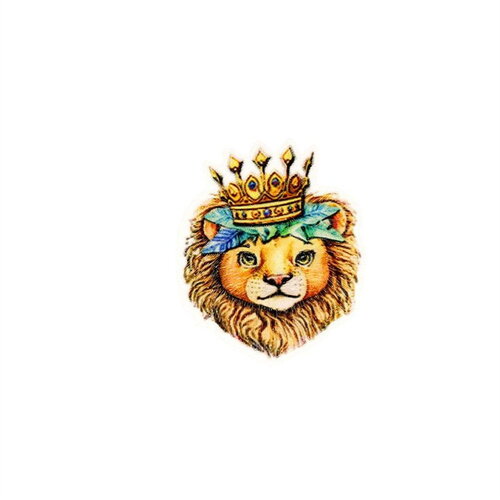 Ecusson thermocollant tête d'animaux rigolos 4,6cm x 5,6cm lion roi