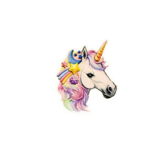 Ecusson thermocollant tête d'animaux rigolos 4,7cm x 5cm licorne