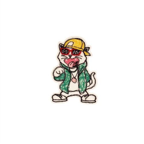 Ecusson thermocollant chat ado 4cm x 5,8cm casquette