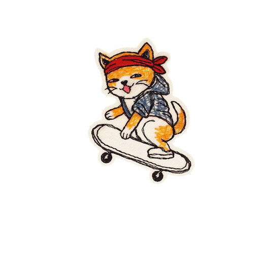 Ecusson thermocollant chat ado 4,3cm x 6,3cm skateur