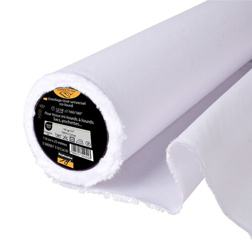 Entoilage / toile tissée thermocollante coton 140 g/m2 110cm au mètre