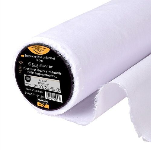 Entoilage / toile tissée thermocollante coton 90 g/m2 110cm au mètre