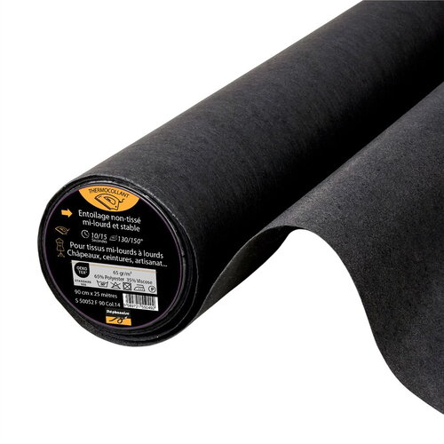 Entoilage / toile thermocollante non tissée epaisse 65g/m2 90cm au mètre