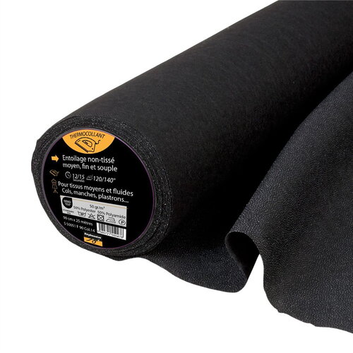 Entoilage / toile thermocollante non tissée medium 50g/m2 90cm au mètre