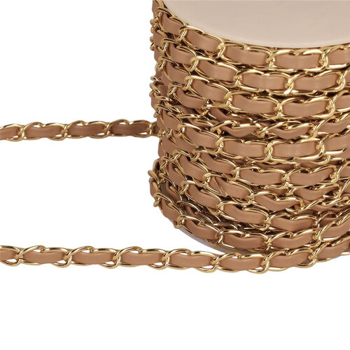 Chaîne aluminium avec lacette 8mm beige au mètre