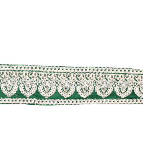 Galon brodé empire 53mm vert kaki au mètre