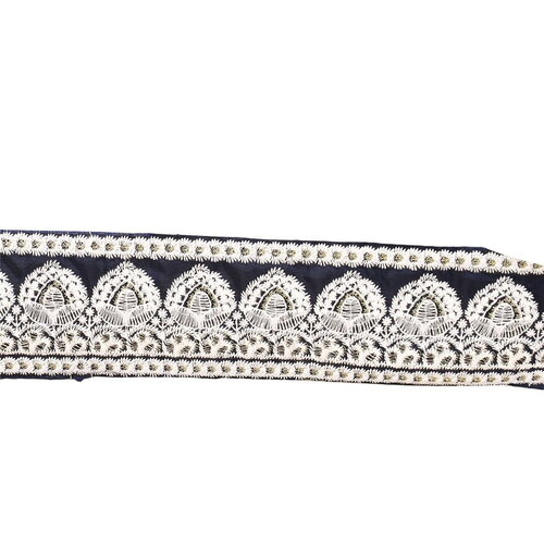 Galon brodé empire 53mm bleu marine au mètre