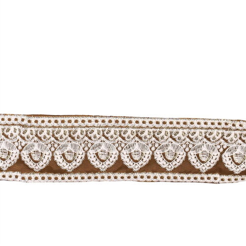 Bobine 8,8m galon brodé empire 53mm marron chocolat