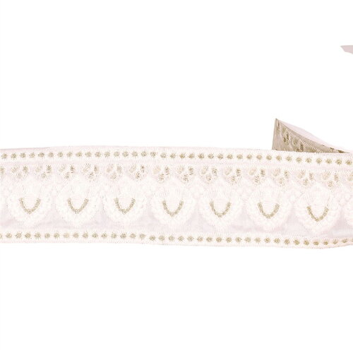 Bobine 8,8m galon brodé empire 53mm blanc