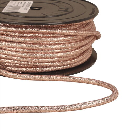 Bobine 25m cordon métallique 6mm rose clair