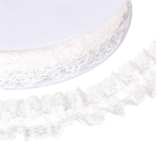 Galon dentelle élastique 30mm blanc au mètre