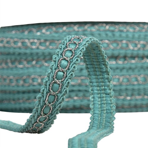 Galon avec bourdon métal 13mm vert kaki au mètre