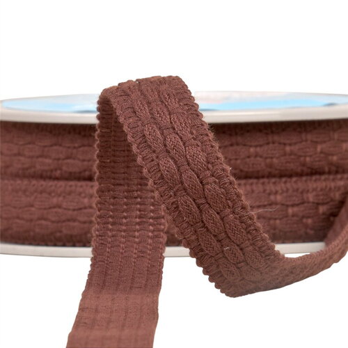 Lézarde surpiquée 19mm marron foncé au mètre
