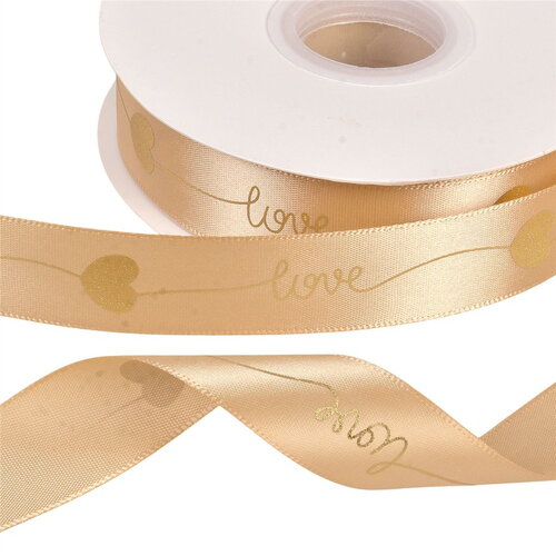 Bobine 45m ruban "love" 25mm or