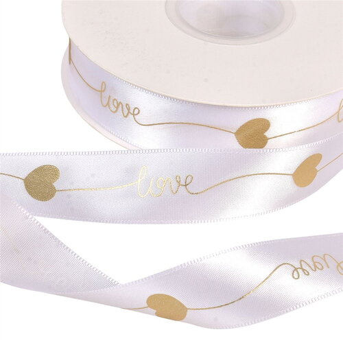 Bobine 45m ruban "love" 25mm blanc