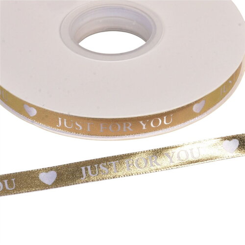 Bobine 45m ruban à message "just for you" 10mm or
