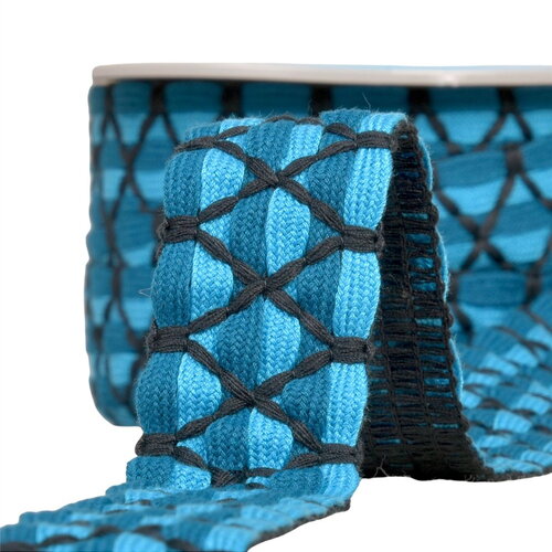Bobine 10m galon bicolore six brins 31mm bleu acier