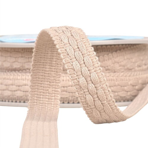 Bobine 15m lézarde surpiquée 19mm beige