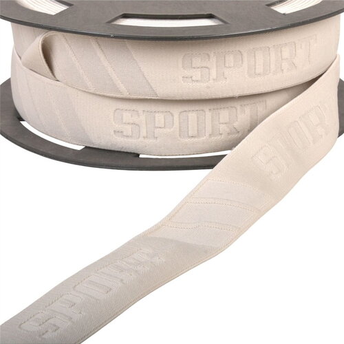 Bobine 20m élastique sport en relief 32mm beige