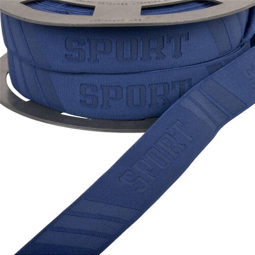 Bobine 20m élastique sport en relief 32mm bleu marine