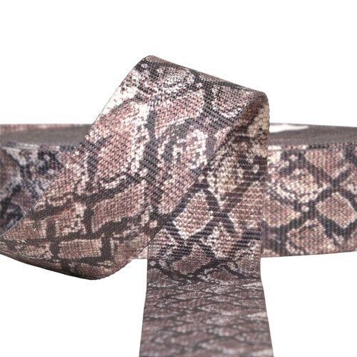 Bobine 14,5m sangle peau de serpent 38mm marron chocolat