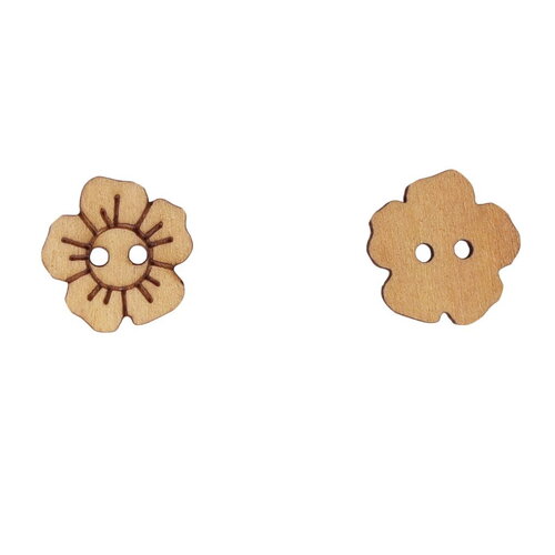 Bouton en bois découpé fleur 14mm x 14mm