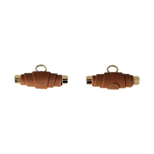 Bouton buchette simili cuir 48mm marron havane