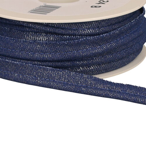 Bobine 20m passepoil dépassant jean metallisé 12mm bleu marine
