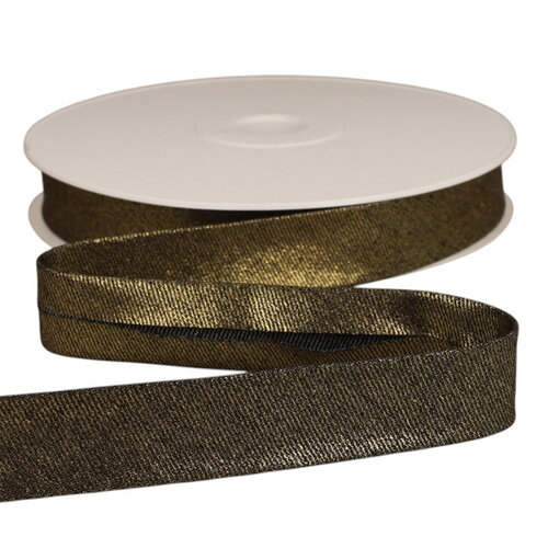 Bobine 20m biais jean metallisé 25mm noir/argent