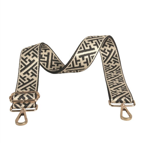 Bandoulière motifs géométriques 4x135cm noir