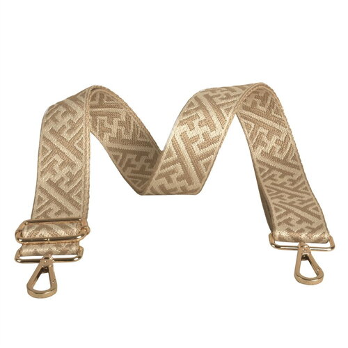 Bandoulière motifs géométriques 4x135cm beige pierre