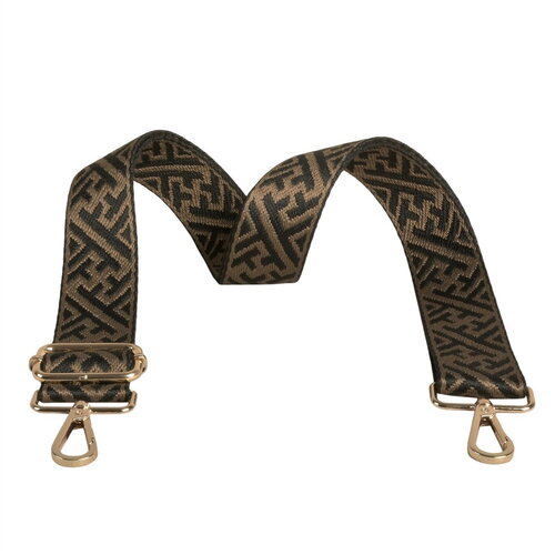 Bandoulière motifs géométriques 4x135cm marron