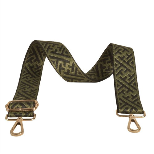 Bandoulière motifs géométriques 4x135cm kaki