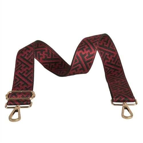 Bandoulière motifs géométriques 4x135cm bordeaux