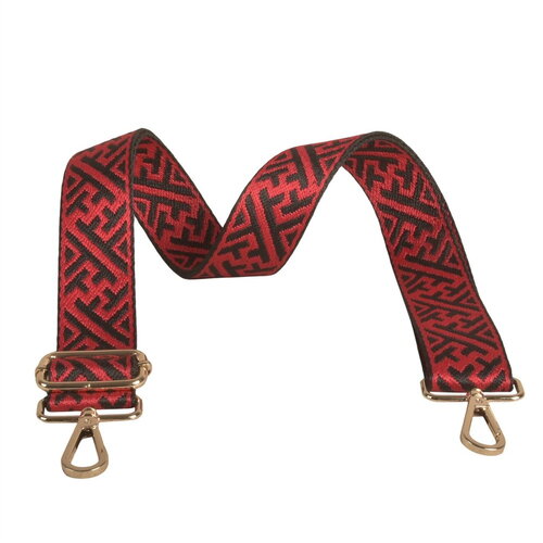 Bandoulière motifs géométriques 4x135cm rouge