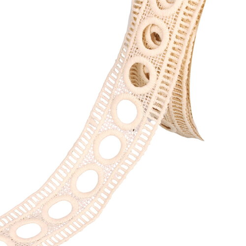 Guipure passe rubans 45mm ecru au mètre