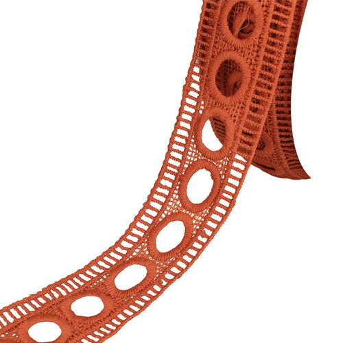 Guipure passe rubans 45mm orange au mètre