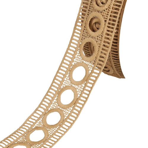 Guipure passe rubans 45mm beige au mètre